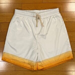 Nova Men Dale Printed Stripes Shorts Yellow Orange Gradient Stripe Hem